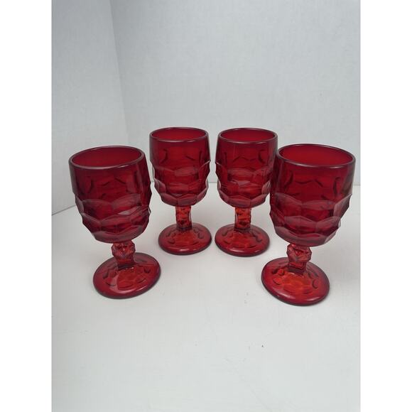 Viking Glass Georgian Wine Goblet 4 Ruby 5 1/4" T ca 1940-1980 - Picture 1 of 5